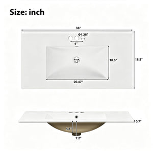 36" Green Bathroom Vanity with Ceramic Sink