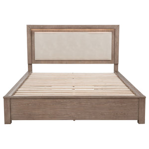Kenora 56-inch Eastern King LED Storage Bed Barley Brown