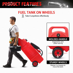 Gas Caddy With Wheels, Fuel Transfer Tank, Gasoline Diesel Can
