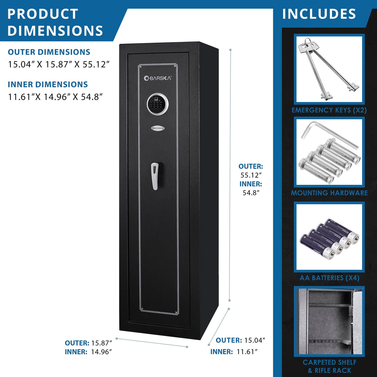 5.51 Cubic Ft Biometric Keypad Riflesafe - Black