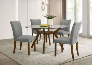 Paxton Round 48-inch Glass Top Wood Dining Table Brown