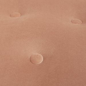 Yolanda 24" Round Upholstered Accent Ottoman, Peach Orange Velvet with Gold Trim