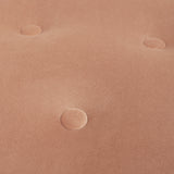 Yolanda 24" Round Upholstered Accent Ottoman, Peach Orange Velvet with Gold Trim