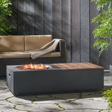 Outdoor 50,000 BTU Lightweight Concrete Fire Pit Table with Storage