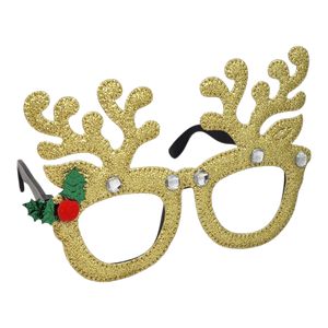 Glittering Gold Reindeer Glasses
