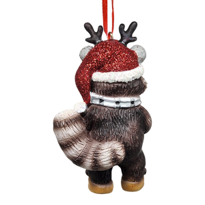 Adorable Christmas Raccoon Ornament - Approximately 4 Inches