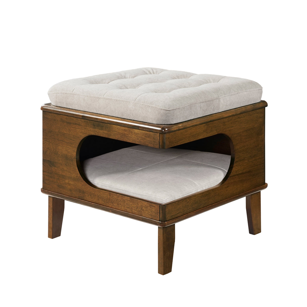 Letitia Rubber Wood Cat Bed Ottoman