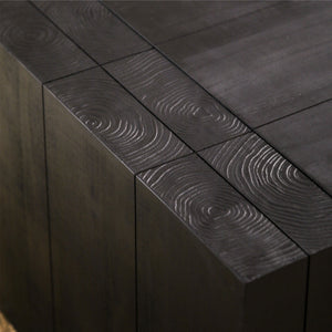 Modern Black Solid Wood Coffee Table, 49in Rectangular Coffee Table for Living Room, Farmhouse & Contemporary Decor