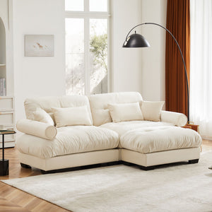 Oversized Modular Sectional Sofa with Movable Ottoman - Fabric, Multiple Colors