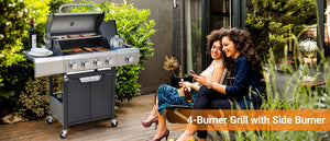 Propane Grill 4 Burner Barbecue Grill Stainless Steel Gas Grill with Side Burner
