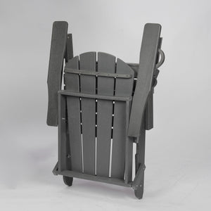 HDPE Folding Adirondack Chair with Dual Cup Holder - Gray