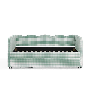 Gingham Daybed With USB Charging Port, Wave Shaped Design