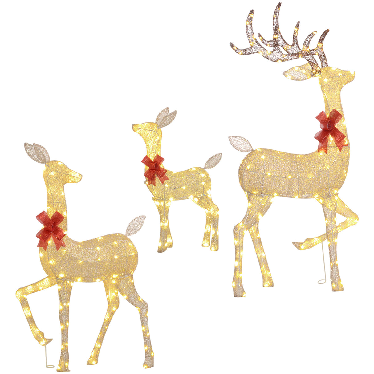 4.5ft 3-Piece Outdoor Light Up Christmas Deer Family Set of 3, with 3 LED Light Modes