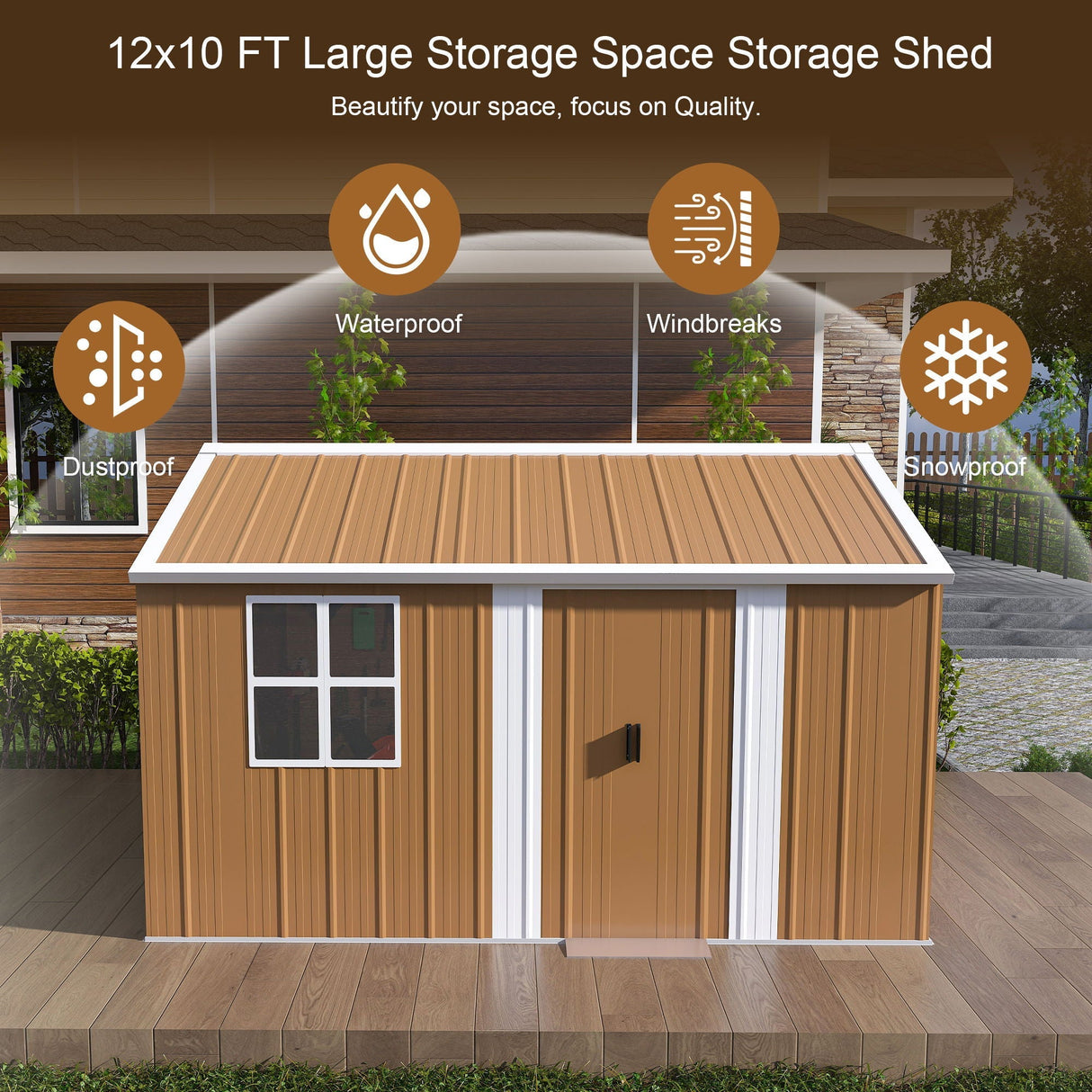 Heavy Duty Metal Storage Shed With Windows And Lockable Door