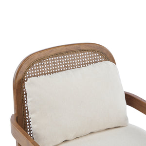 Elliston Rattan Backrest Solid Wood Accent Chair with Cushions - Set of 2