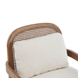 Elliston Rattan Backrest Solid Wood Accent Chair with Cushions Set of 2