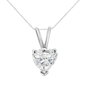 14K White Gold 1/5 Cttw 3-Prong Set Heart Shaped Solitaire Lab Grown Diamond 18" Pendant Necklace (F-G Color, VS2-SI1 Clarity)