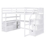 Loft Bed With Desk, Shelves, 2 Drawers, Storage Staircase