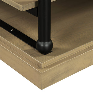 55.1' Wood Coffee Table with Black Legs and Open Storage Shelves