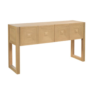 Geometric Carved Console Table with Soft-Close Drawers