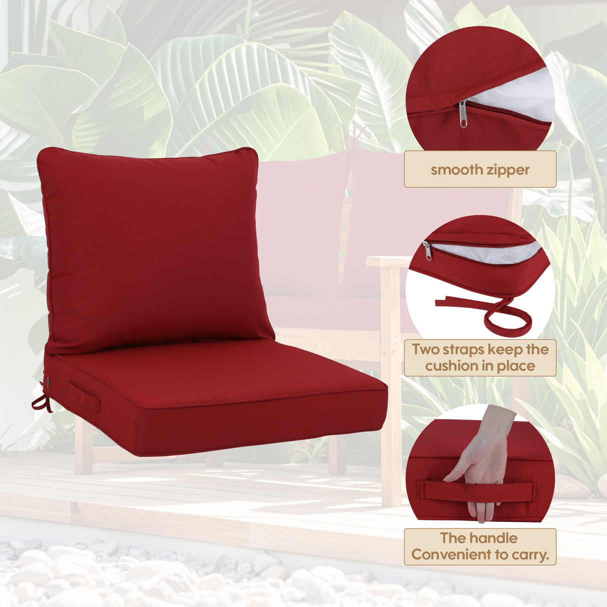 24x24 Inch Outdoor Deep Seat Cushion Set - Red