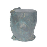 Owl Garden Stool with Distressed Gold Patina Finish
