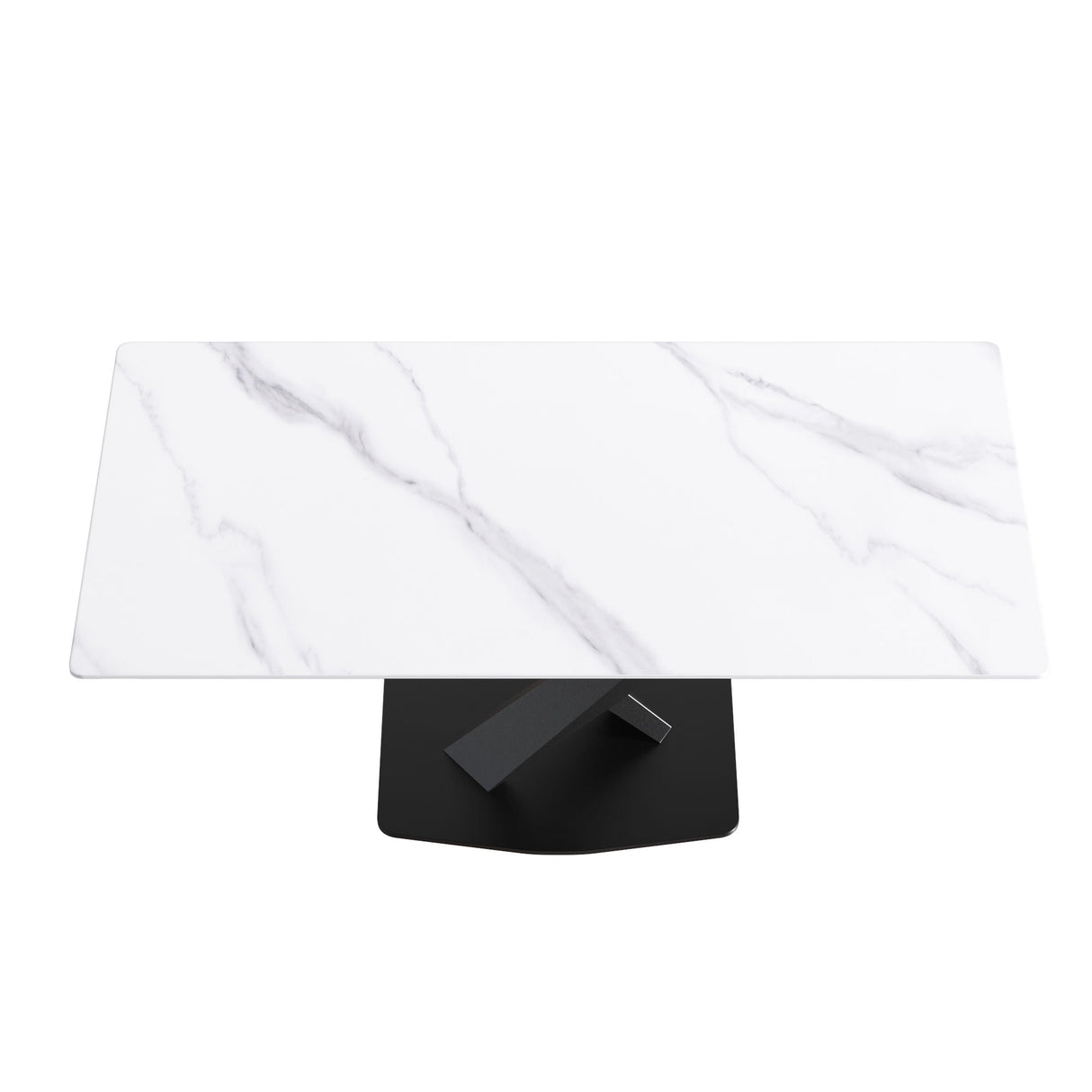 Modern Artificial Stone Straight Edge Metal X Leg Dining Table, 6 People