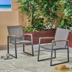 Aresha - Metal Outdoor Dining Armchair (Set of 2) - Gray