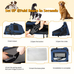 32'' Soft Dog Crates Kennel - Portable Folding Pet Carrier