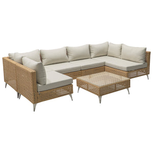 K&K 8-Piece Patio Furniture Set with Fire Pit Table