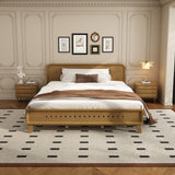 Pine Solid Wood Queen Size Bed, Rustic Yellow