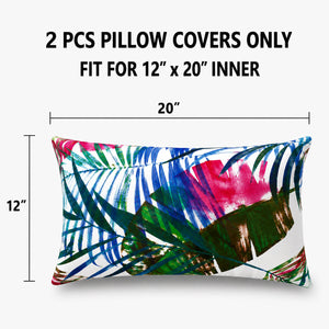 2 Pack Outdoor Lumbar Pillow Covers - Tropical Floral