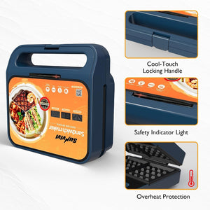 3 in 1 Electric Sandwich Maker with Removable Nonstick Plates