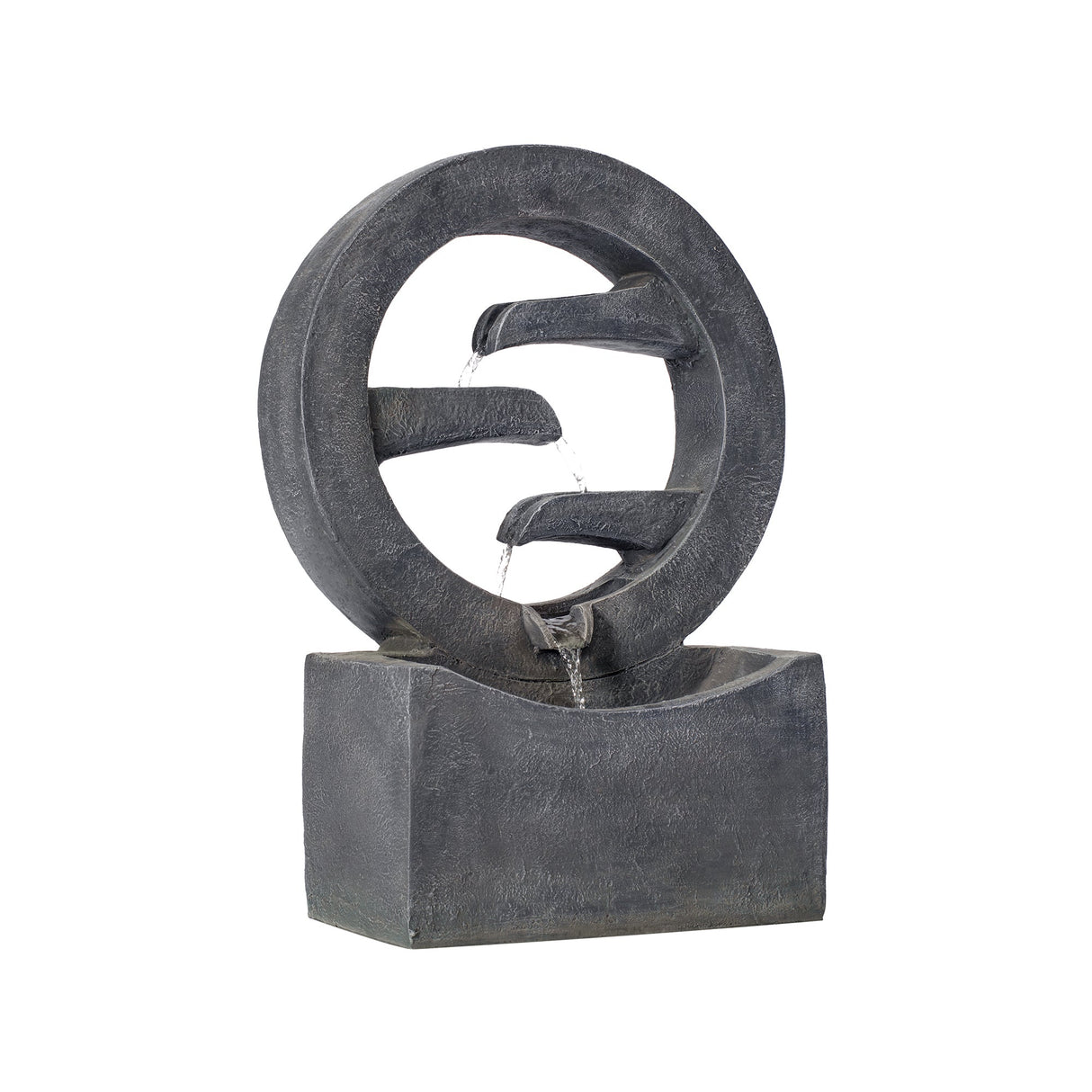 26.77'H Gray Circular Polyresin Outdoor Water Fountain with LED Light