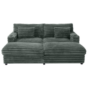 Oversized Double Chaise Lounge Sofa Bed With USB Ports And Cup Holders