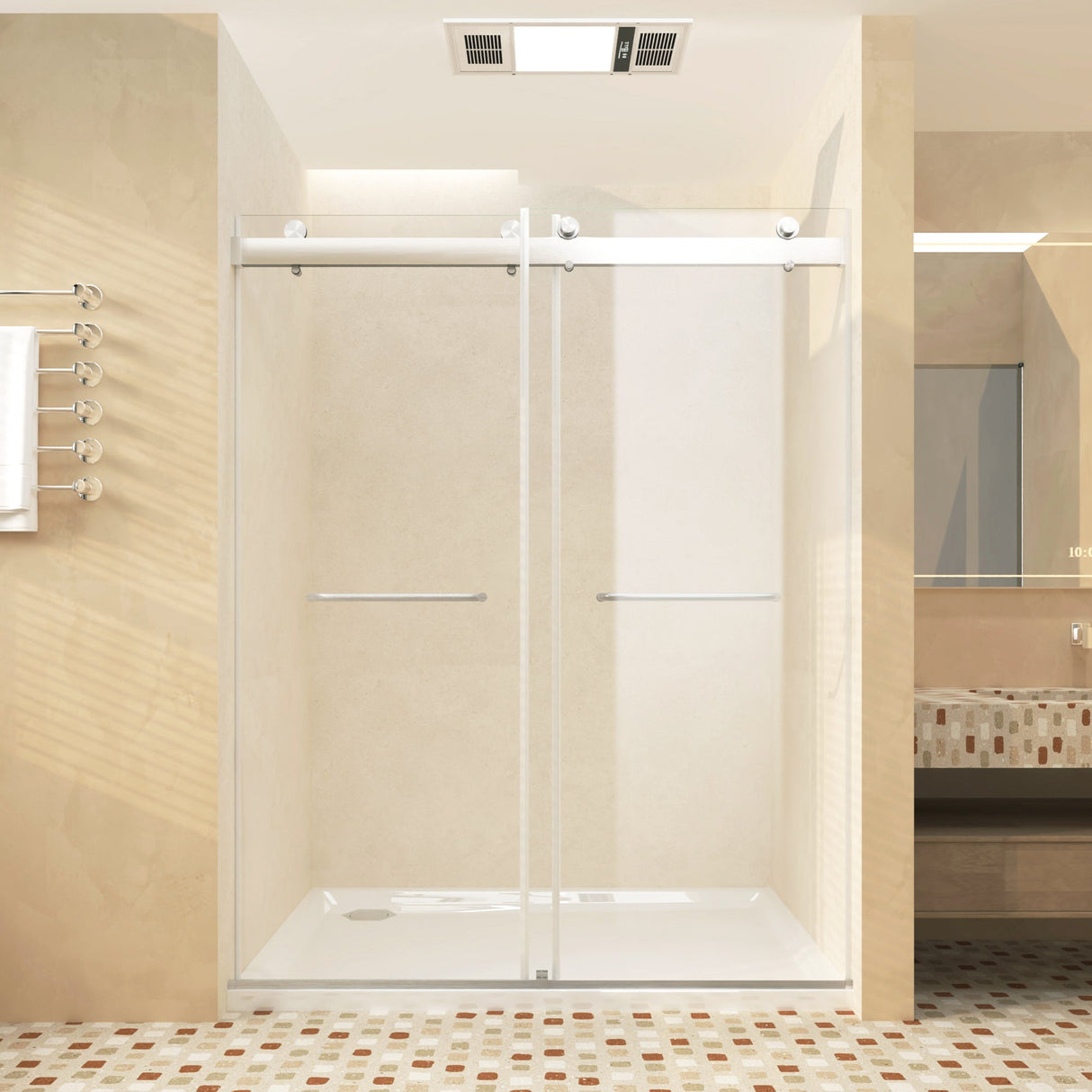 Frameless Sliding Glass Shower Doors 56-60" Width x 76" Height