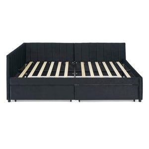 Upholstered Tufted Daybed Frame With Storage Drawers