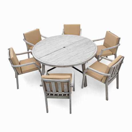 Antique-Gray-6-Person-Outdoor-Wooden-Dining-Set-with-Umbrella-Hole-and-Removable-Cushions-for-Patio-