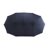 14.8 Ft Double Sided Outdoor Umbrella Rectangular Large with Crank (Navy Blue) (No Base)
