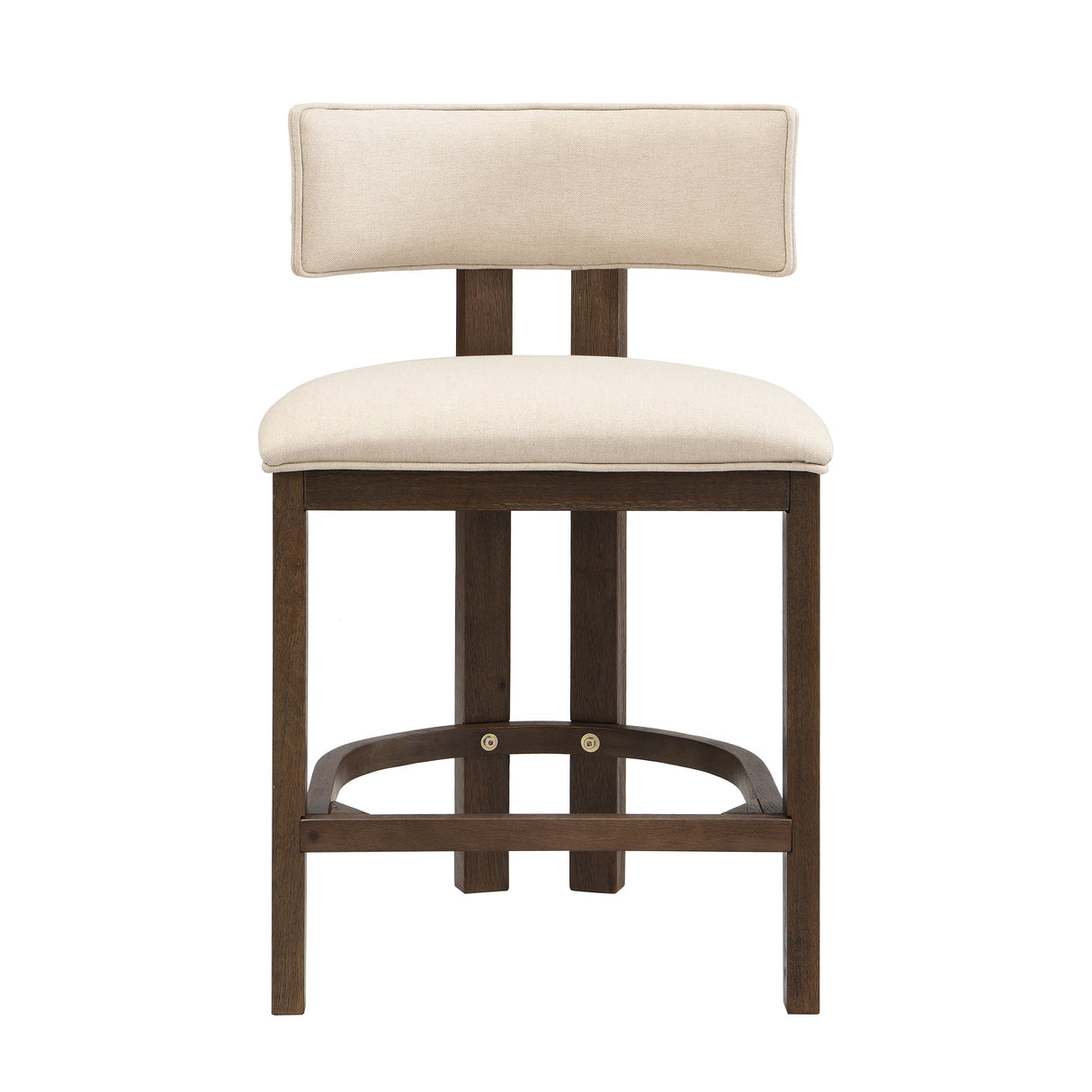 26" Counter Height Bar Stool, Upholstered Counter Stools (Set of 2) - Walnut & Beige