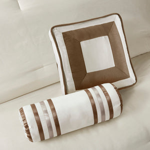 7 Piece Comforter Set Taupe/Brown Queen