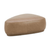 Pebble 44" Rounded Triangle Cocktail Ottoman in Tuscan Tan Brown Leather