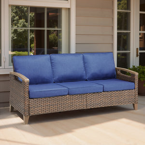 73.6" Wide Outdoor Wicker Patio Sofa