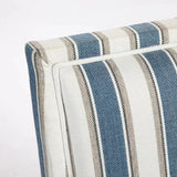 Upholstered Accent Chair with Striped Linen Fabric and Nailhead Trim