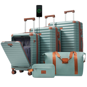 Deluxe 5-Piece Hard Side Luggage Set with USB and TSA Security