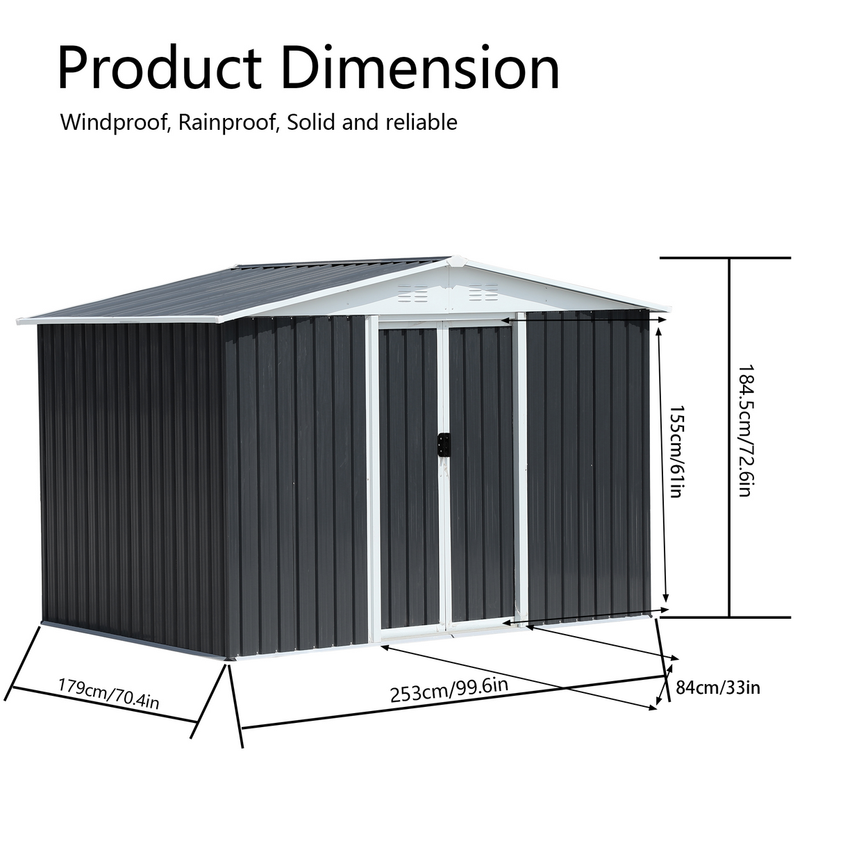 8x6 Feet Apex Roof Dark Storage Shed