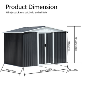 8x6 Feet Apex Roof Dark Storage Shed