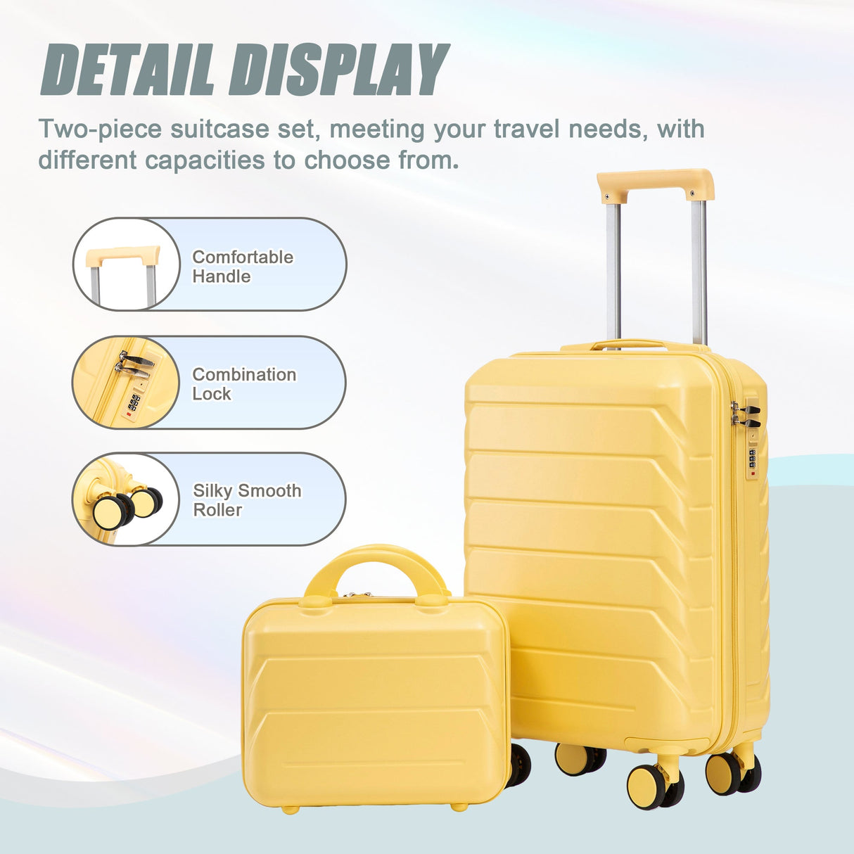 14'/20' 2-Piece ABS Spinner Wheel Luggage Set with Combination Lock
