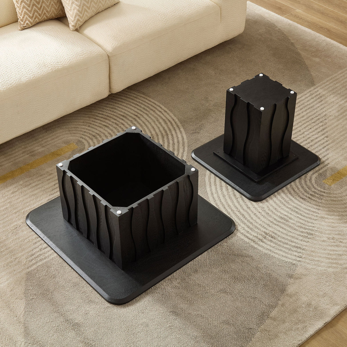 2PCS Nesting Square Coffee Table Set