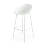 Modern Gable Outdoor Barstool Set of 2 with Weather-Resistant Plastic and Iron in White